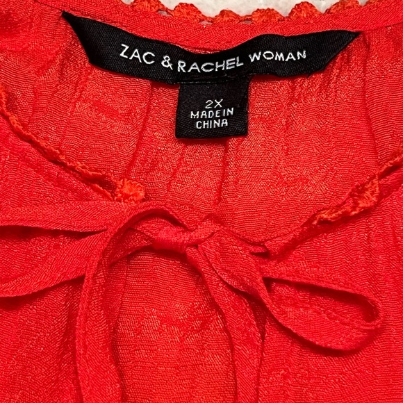 Women's Cap Sleeve Tie Front Blouse with Lace Inset - Picture 9 of 15